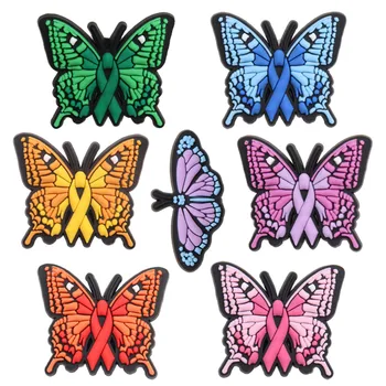 1-9pcs PVC Vrt Čevelj Pribor Lepo Obarvane Butterfly Čevelj Dekoracijo Fit Croc Jibz Čar Fantje Dekleta Stranka Prisoten