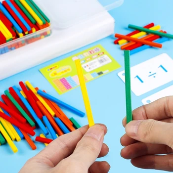 100 kozarcev Otrok Otroka Učenje, Igra Stick Bar Štetje Palico Matematiko Montessori učni Pripomočki Multi-barvne