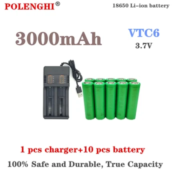 100% res zmogljivosti 3,7 V 18650 3000mAh VTC6 polnilna litij-ionska baterija 30A, ki je primerna za igrače orodja svetilka+USB polnilec