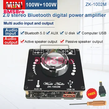 1002M 100W+100W Bluetooth 5.0 Power Audio Ojačevalnik odbor Stereo OJAČEVALNIK Amplificador Domači Kino AUX USB
