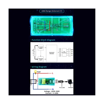 100A PZEM 004T 3.0 Wattmeter+Primeru+Blizu CT Kwh Meter Volt Amp Trenutni Testni Modul za TTL COM2/COM3/COM4