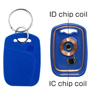 10pcs IC+ID UID večkrat zapisljivi Sestavljena Ključa Oznake Keyfob Čip Dvojno Frekvenco (RFID) 125Khz T5577 EM4305+13.56 Mhz Zamenljiva Napiše