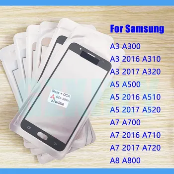 10pcs/veliko STEKLO + OCA LCD Sprednji Zunanji Objektiv Za Samsung Galaxy A520 A320 A720 A710 A310 A510 A800 A3 A5 A7 A8, Zaslon na Dotik, Plošča