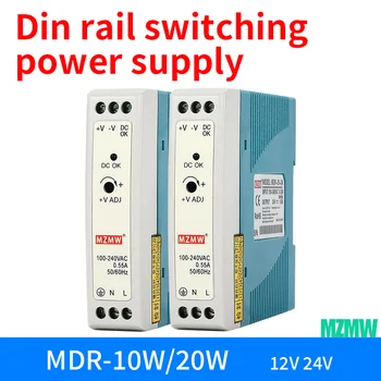 10W 20W Industrijske DIN Rail Preklopno Napajanje 5V 12V 24V AC/DC Enojni Izhod LED Svetlobnih virov Energije MDR-20-12 MDR-10-24
