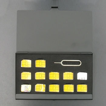 12-Reže-NANO+1-Reža za Kartice-Pin Aluminija Prenosni Micro SIM Pin Kartice SIM Nano Pomnilniško Kartico Škatla za Shranjevanje Primeru Zaščitnik Imetnika