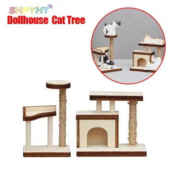 1Pc 1:12 1:6 Lesene Lutke Miniaturni Mačka Plezanje Drevo Model Hišne Pohištvo Doma Dekor Igrača, Lutka Hiša Decoraion Dodatki