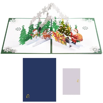 1pc Božično Kartico Creative 3D Tri-Dimenzionalni Priročnik Počitnice Kartice Božič Gozd Novo Leto, Božič Darilo