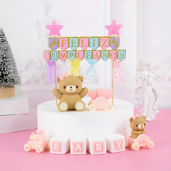 1Set Happy Birthday Cake Toppers, Transparente, Zastave Baby Tuš Rojstni Cupcake Pokrivalo Otroci Dekle, Fant Rojstni dan Torta Okraski