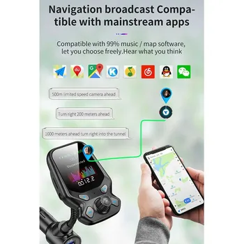 1x Brezžično -Bluetooth Prostoročni Komplet FM Oddajnik Polnilnik QC3.0 Hitro Polnjenje MP3 Predvajalnik Radio Adapter Za Roko-brezplačni Klici