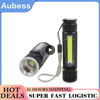 1~8PCS Večnamensko LED Svetilke USB Polnilne Baterije Močan T-6 Strani COB Svetlobe Linterna Rep Magnet Delo Svetlobe,