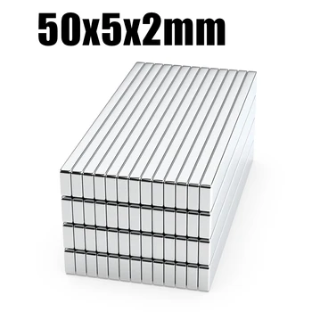 2/5/10/20/50 Kos 50x5x2 N35 Neodymium Magnetom 50 mm X 5 mm X 2 mm NdFeB Blok Super Močan Močan Trajni Magnetni imanes