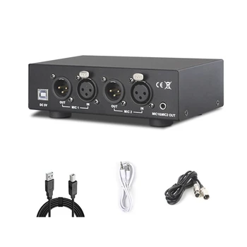 2-Kanalni 48V Fantomsko Napajanje Univerzalno Kompaktno Phantom Power Kit Za Kondenzator Mikrofon za Snemanje Glasbe Oprema