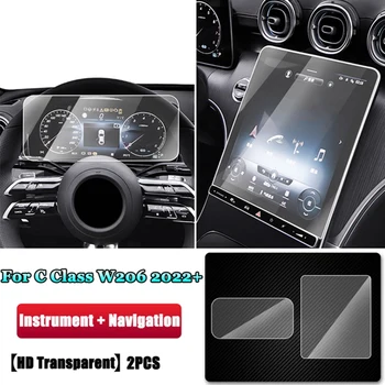 2 Kos Avto GPS Navigacijski Zaslon Film Instrument Kaljeno Steklo Zaščitno folijo za Mercedes Benz C-Razred W206 2022+