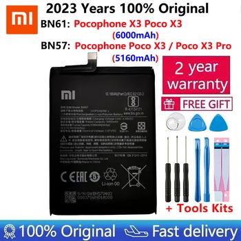 2023 100% Prvotne Xiao mi BN57 BN61 6000mAh Telefon Baterija Za Xiaomi Pocophone X3 Poco X3 Pro Zamenjava Baterije + Orodje