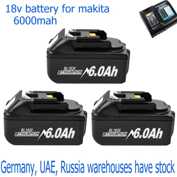 2023 2pieces 18V 6.0 AH Li-Ion Zamenjava Baterij za Makita 18V BL1830 BL1860 BL1850 BL1840 BL1815 z LED IndicatorsCharge