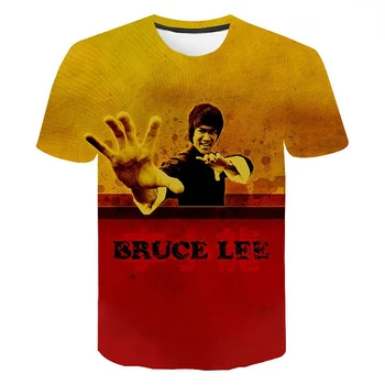2023 Nove Bruce Lee Kung Fu Vzorec Ulične Modni T-shirt Moški Ženske Otroci 3D Tiskanih Priložnostne Kratek Rokav, Fant, Otroci Vrhovi