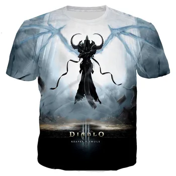 2023 Nove Modne Moške Diablo 3 Reaper Duše Tiskane 3D majica s kratkimi rokavi Ženske Priložnostne Poletja T Srajce Unisex Ulične Prevelik Vrhovi