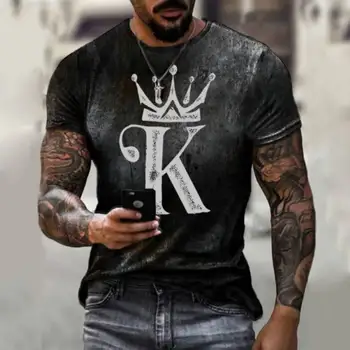 2023 Poletje moška T-shirt Evropski in Ameriški Street Fashion Priložnostne Poker K 3D Tiskanja Moške Svoboden Velike Quick Dry T-shirt