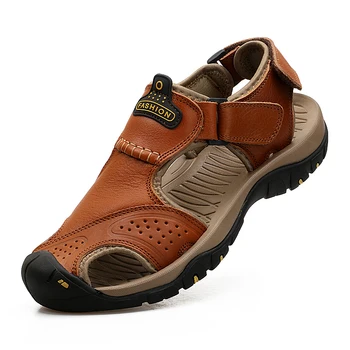 2023 Poletni Moški Sandali Kravje Usnje Priložnostne Čevlji na Prostem Človek Usnjene Sandale za Moške Plaži Čevlji Roman Čevlji Zapatillas Hombre