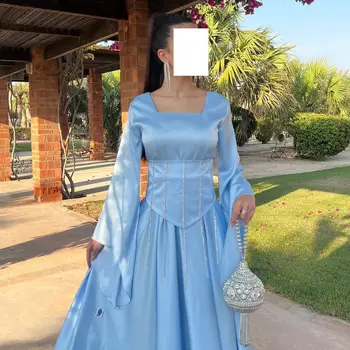 2023 Tassel Arabiji Ženske Prom Oblačenja Dolge Rokave Čipke-up-Line Formalne Priložnosti Obleke Vestidos De Graduación Stranka Obleke