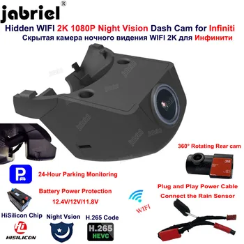2K 1440P Wifi Avto DVR Dash Cam Dual Camera 24H Parkiranje Spremljanje Video Snemalnik za Infiniti Qx50 Qx70 2019 2020 Enostavno Namestite
