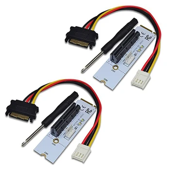 2X NGFF M. 2 PCI-E 4X Riser Card M2 Tipko M, Če želite Pcie X4 Adapter Z LED Indikator Napetosti Za ETH Bitcoin Rudar Rudarstvo