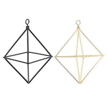 2X Stoječih Visi Sajenje Geometrijske Swing Kovanega Železa Tillandsia Zraka Rastline Imetnik Gold & Black