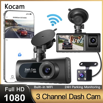 3 Kanal WiFi Avto DVR HD 1080P 3-Objektiv Vozila Dash Cam Treh Način Kamere, Dvr Snemalnik, Video Registrator Dashcam Kamere