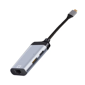 3 V 1 Tip-C, Da Gigabit Ethernet Rj45 Lan PD Polnjenje USB C Podatki Vrata Pretvornik Adapter Za TV PC Samsung S20
