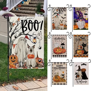 30 cm*45 cm Dvojno Stranicami Duha Halloween Vrt Burlap Banner za Dvorišče, Verandi, Dvorišče, Kmetija, na Prostem Halloween Dekoracijo
