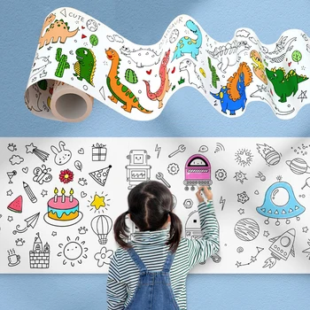 300X30CM Kawaii otroška Risba Roll DIY Lepljivo Barve Polnjenje Barvanje Papirja Trak Za Otroke Slikarstvo, Risba Začetku Izobraževalne