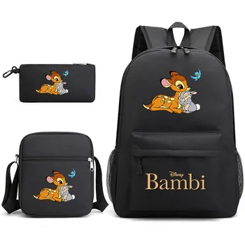3pcs Disney Bambi Najstnik Študentov Nahrbtniki Schoolbags Svinčnik Ramo Torbe, Fantje, Dekleta, Šolske Torbe Kompleti