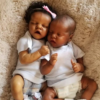 43 CM African American Prerojeni Baby Doll Twin Končno Novorojenčka Black Dekle nedonošenček Zbirateljske Umetnosti Lutka Najboljše Darilo Za Otroke