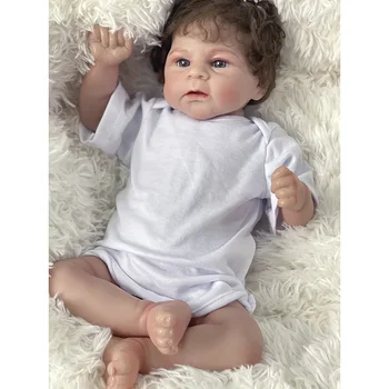 45 cm Že Končal Lutka Elijah Mehko Siliconen Prerojeni Veren Strani-Korenine Las s 3D Ton Kože Vidne Žile Bebe Živ
