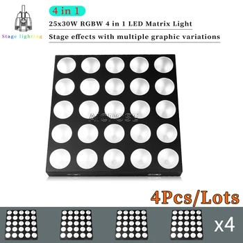 4Pcs/Veliko 25x30W RGBW 4 v 1 LED Stopnji Svetlobe DMX512 Nadzor Matrika Svetlobne Učinke DJ Disco Opreme plesišču Deco