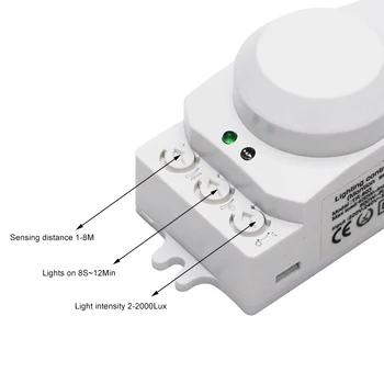 5.8 GHz HF Sistem LED Mikrovalovna 360-Stopinjski Stikalo Senzor Gibanja Stikala za Luč Telo Detektorja Gibanja