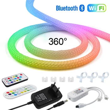 5V WS2812B RGB Neon Luči 360-Stopinjski Krog Reticulate LED Trakovi, WIFI, Bluetooth APP Nadzor Naslovljive Fleksibilno Silikonsko IP67