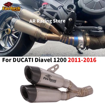 60 mm Dvojno vtičnico Glušnika Zdrsne Na za Ducati Diavel 1200 Izpušne Cevi Motocikel Titana Pobeg Ne DB Killer Sistem Original
