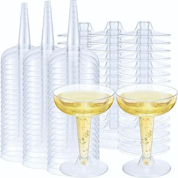 60PCS Plastičnih Šampanjec predvsem piščali Jasno, Degustacija Vina Očala za enkratno uporabo Izhajala Cocktail Skodelice Za Šampanjec Stranka
