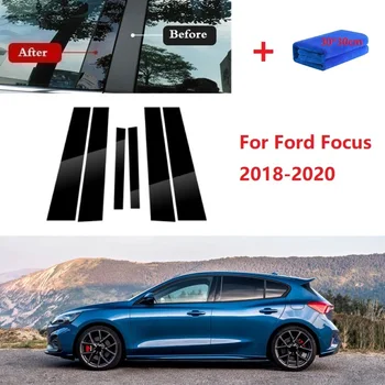 6PCS Polirani Stebra delovna mesta, Primerna Za Ford Focus 2018-2020 Okno Trim Kritje BC Stolpec Nalepka