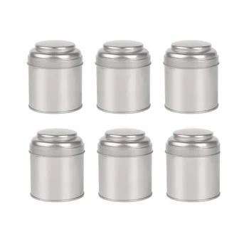 6Pcs Čaj Pločevinke Posode z Nepredušno Dvojno Pokrovi,Mini Tin Can Polje in Majhne Okrogle Kuhinjskih Posod za Čaj (Srebrni)