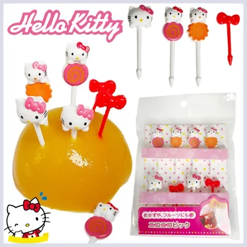 8pcs Sanrio Hello Kitty Sadje Vilice Mini Risanka Plastični Otroci Torto Sadja Zobotrebec Bento Kosilo Bento Dodatki za zabavo Dekoracijo