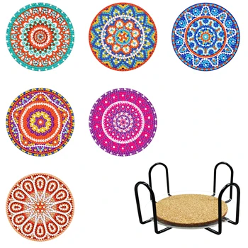 9.5 cm Krog Ročno Diamond Cup Coasters 6pcs Bogato Barvo in Obliko Kuhinji Tabele Izpolnjeni Doma Dekor