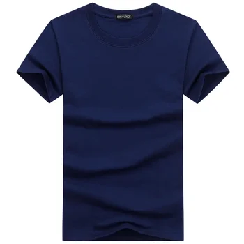 A2759 Priložnostne Slog Navaden Barva za Moške majice Bombaž Mornarsko Modra Redno Fit T-majice Poletje Vrhovi Tee Srajce Človek Oblačila