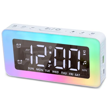 Alarm Ure Za Spalnice Ogledalo Ura Z 8 RGB Vzdušje Lahkega Dvojnega Alarmi 3 Alarm Načini Dremež Spanja Pomoči Timer