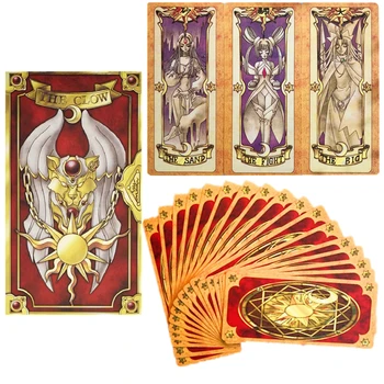 Anime 60 Kos Cosplay Čarobno Cardcaptor Sakura KINOMOTO Tarot Kartice Z Clow Kartice Čarobno Knjigo Igre, Prop Obleko