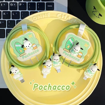 Anime Hellokittys Pochacco 3D Cartoon Polnilnik Primeru za Iphone 20W Podatkovni Kabel za Varovanje sluha Polnilnik Glavo Lupini Zaščitni Rokav