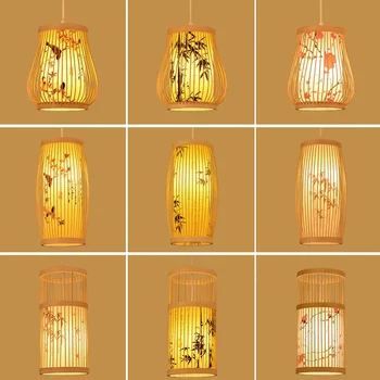 Bambus Lestenec Kitajski Slog Čaj Soba Homestay Hotel Dnevna Soba Vroče Lonec Restavracija Bambusa Umetnosti Svetlobna Telesa