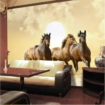 beibehang Flash visoke kakovosti krpo fotografijo za ozadje 3d galop vidika hotelski sobi konj kavč ozadje de papel parede