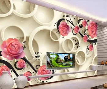 beibehang po Meri 3D Fotografije za ozadje Rose krog cvetlični fantazija, dnevna soba, velika soba 3D pokrajino steno Moderno slikarstvo ozadje